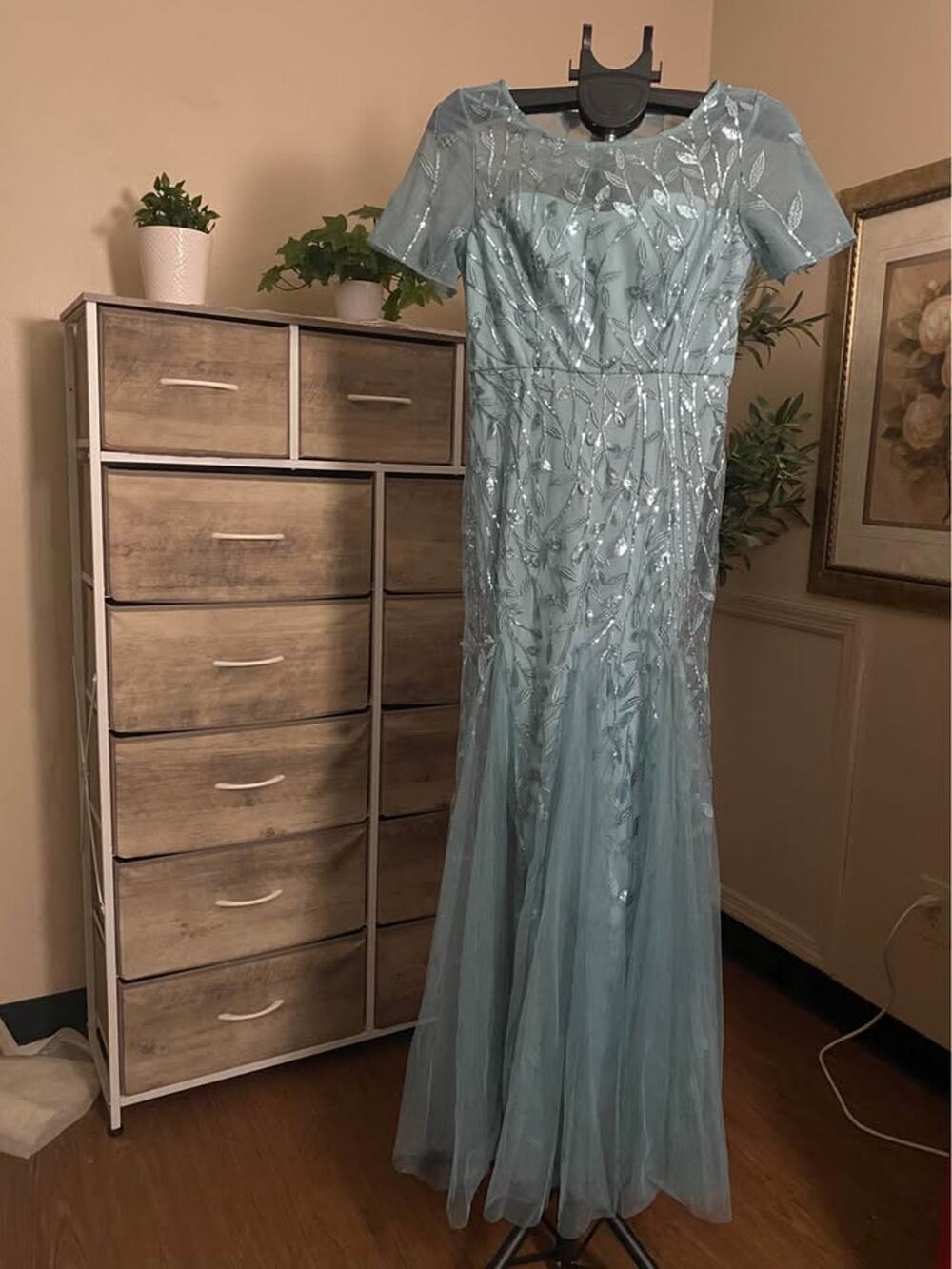 Ever Pretty Women’s Light Blue Sequin Mermaid Evening Gown Formal Dress Size S